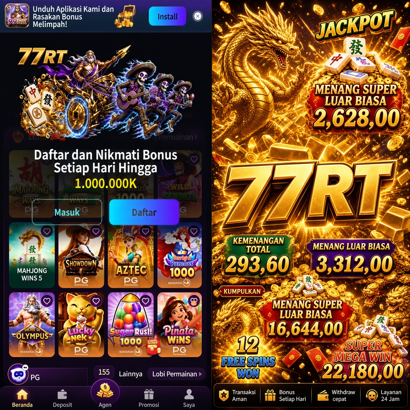 77RT - Login Situs Resmi dan Nikmati Ragam Game PG Soft